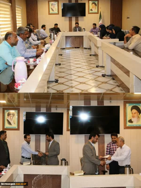 برگزاری جلسه شورای اداری در آموزشکده میناب با تشریح برنامه ها و سخنرانیهای برگزار شده در اجلاس سراسری روسای دانشگاهها و تجلیل از کارکنان مرد به مناسبت عید میلاد امام علی (ع) با اهدای لوح تقدیر از طرف ریاست محترم دانشگاه فنی استان 2